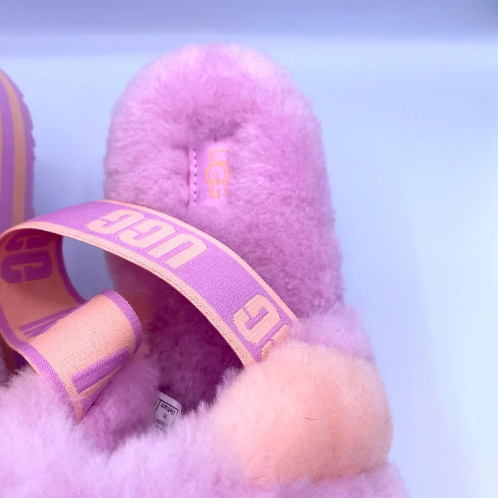 UGG Lavender and Cream Fluff Yeah Platform Sandals